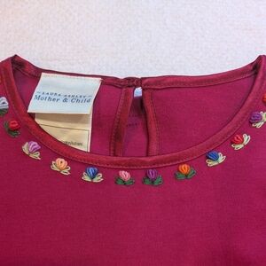 Vintage Laura Ashley Mother & Child Embroidered Knit Top Size 8-9 yr